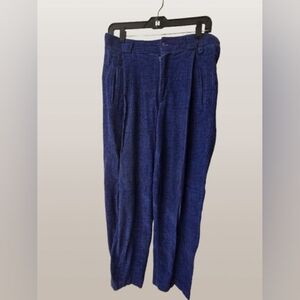 Dark Blue Corduroy High Waist Pants